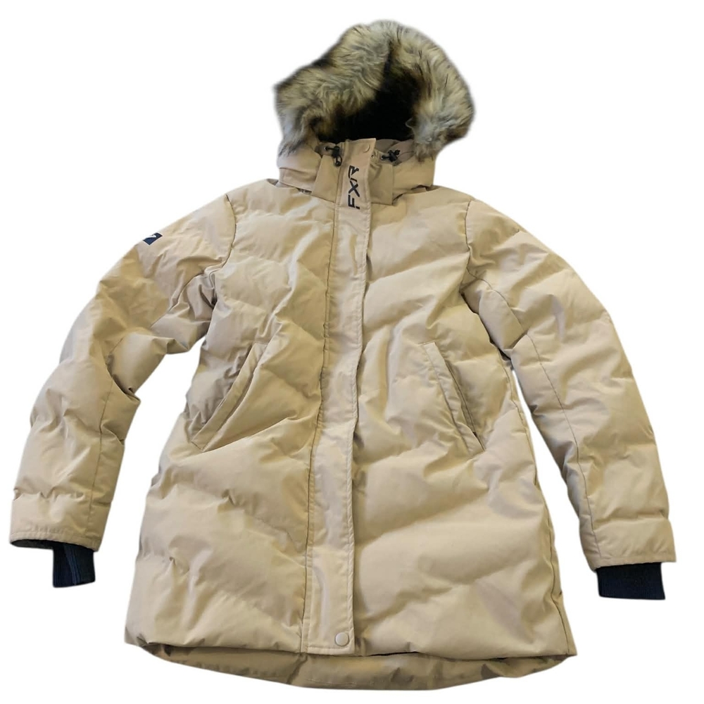​FXR Racing‎ Women's Sierra Winter Parka Tan Apres Ski Gorpcore Faux Fur Hood M
